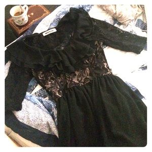 Black lace and chiffon dress
