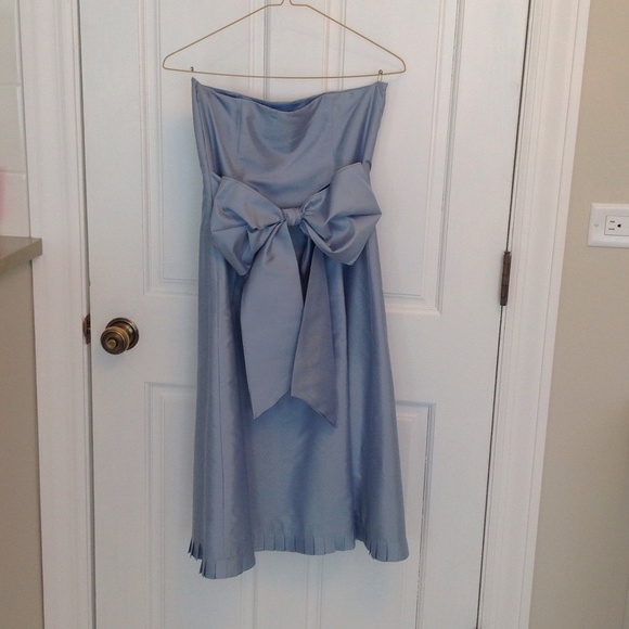 Pale blue 100% silk shell tea length dress - Picture 2 of 4