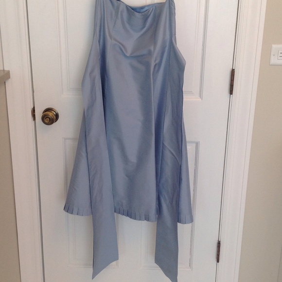 Pale blue 100% silk shell tea length dress - Picture 4 of 4