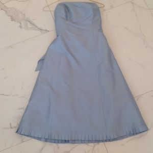 Pale blue 100% silk shell tea length dress