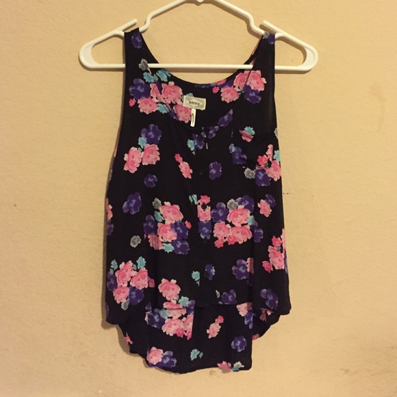 Black floral print shirt