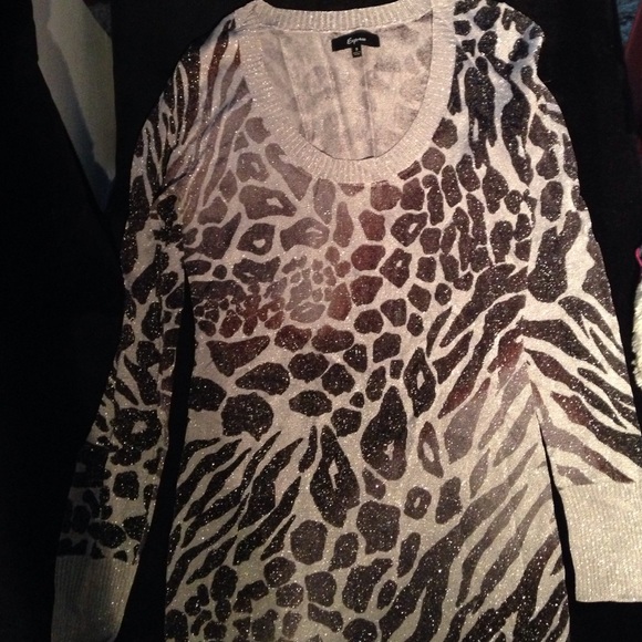 Grey and Black Mix Animal Print Sweater