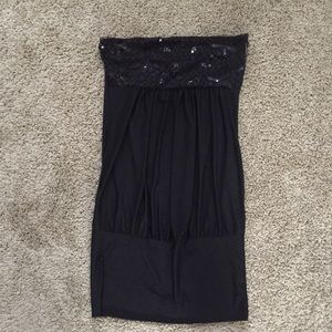 Black strapless tunic dress