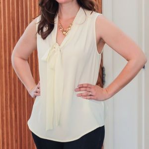41Hawthorn cream sleeveless tie-neck blouse