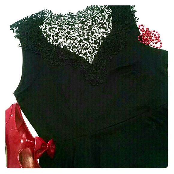 Iris Basic Tops - SALE Black Lace Peplum Top