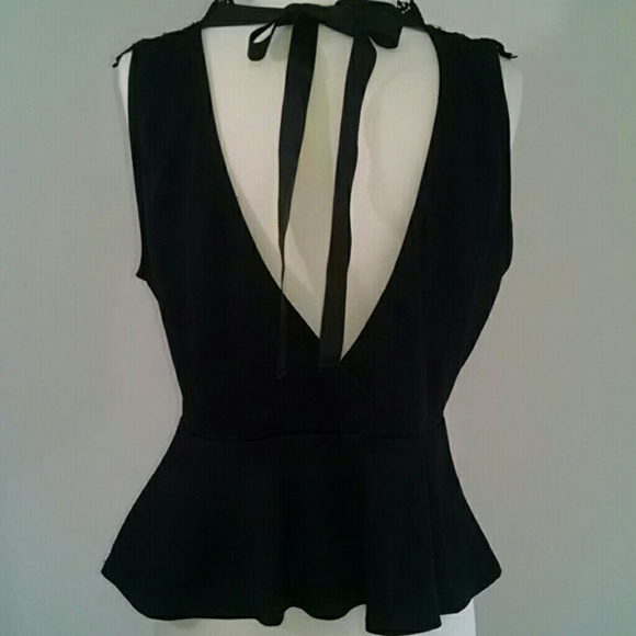 SALE Black Lace Peplum Top - Picture 3 of 4