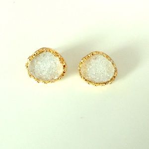 Light Grey Druzy Studs