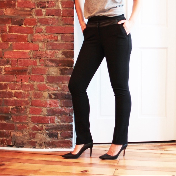 SOLD JCrew Wool Pant With Leather and Silk Details