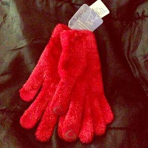 Fuzzy Red Touch Screen gloves