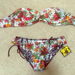 Floral Two Piece Bikini - Small - Multicolor
