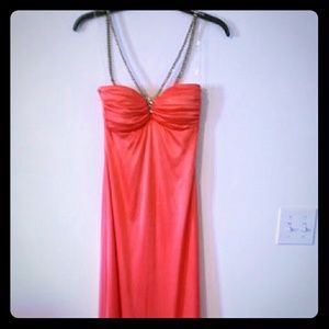 Peach Dress w/ Rhinestone Straps