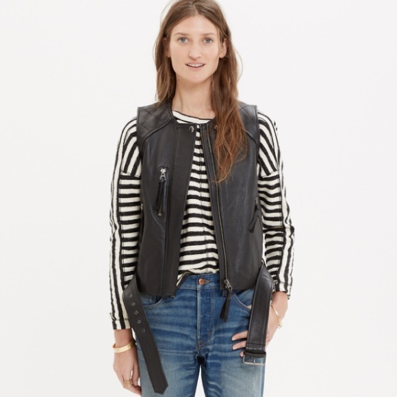 Madewell leather racer vest.