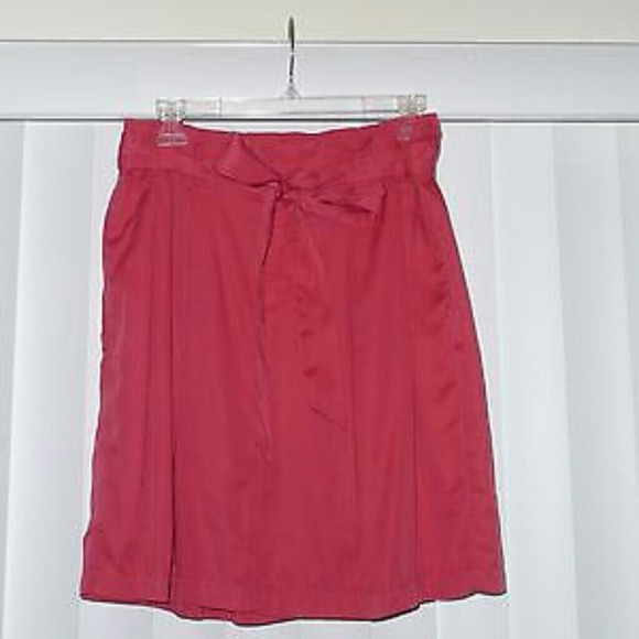♡Gap pleated dress skirt bow pockets coral red 4 6 - Picture 2 of 4