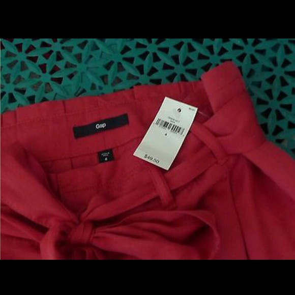 ♡Gap pleated dress skirt bow pockets coral red 4 6 - Picture 4 of 4