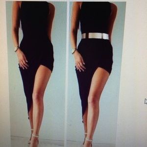 Sexy O Neck Tank Sleevless Asymetrical mini Dress