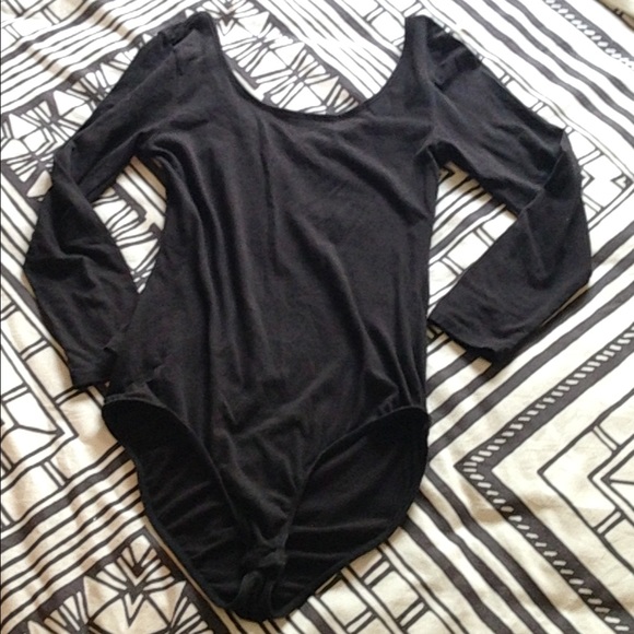Black 3/4 Sleeve Leotard