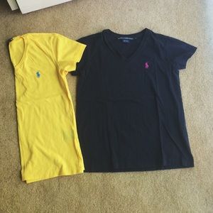 Two Ralph Lauren V Neck Shirts