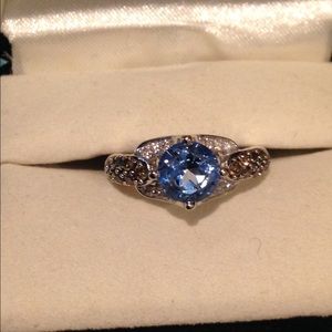 Beautiful LeVian Blue Topaz and Diamond Ring