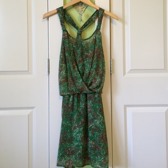 Green racer back lined dress!
