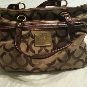 Coach Poppy tote Khaki and gold