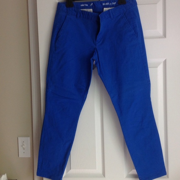 Gap skinny mini cropped khaki pants in bright blue