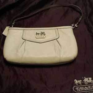 Coach wristlet large white leather