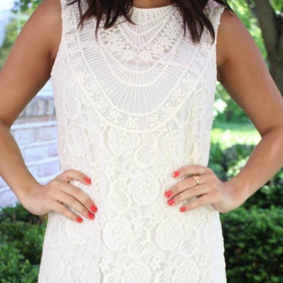 White crochet lace dress