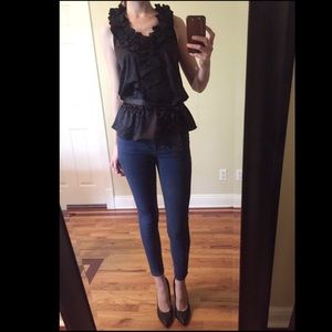 🎀SOLD In BUNDLE🎀 Black Satin Ruffle Shirt