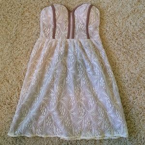 White lace lined strapless dress!