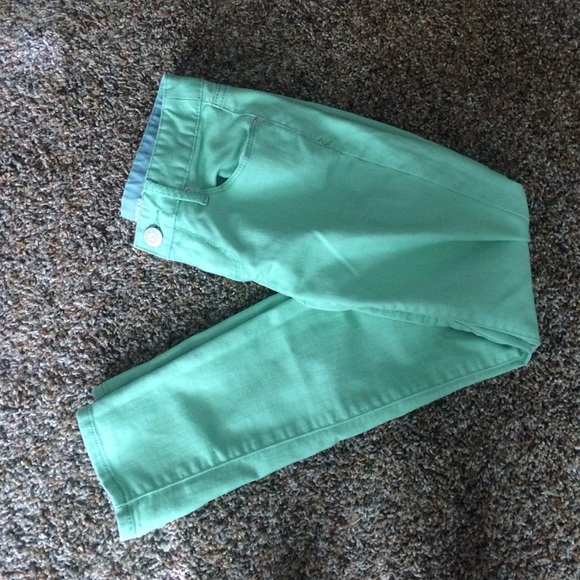 Mint green skinny jeans