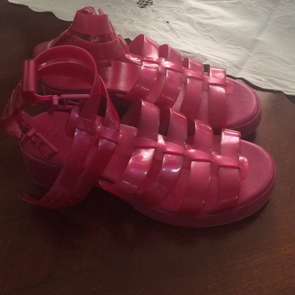 Asos pink jelly heeled sandals