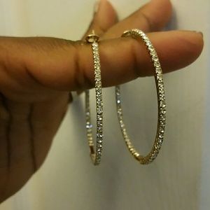 Diamond Glass Gold colored Earrings