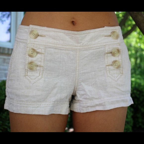 EXPRESS nude linen shorts