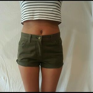 Green Jean shorts