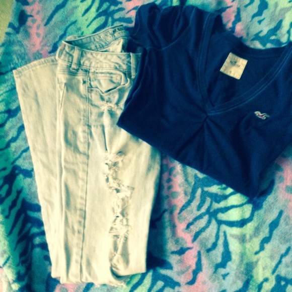 American Eagle jeans and a hollister shirt