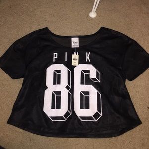 Victoria's Secret PINK cropped football jersey