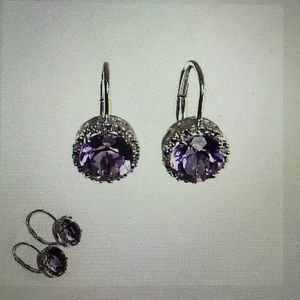 Diamond, amethyst, & sterling silver earring