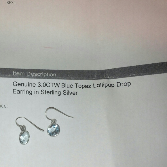 Genuine Blue topaz sterling silver drop earrings