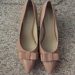 Nude Pointed Nine West Heels with Bow