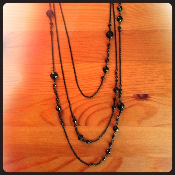 Black Tiered Gem Necklace