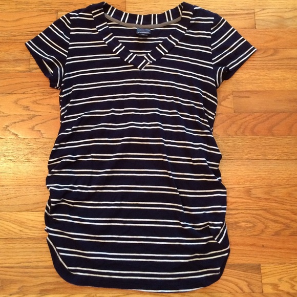 Navy and white stripped maternity shirt