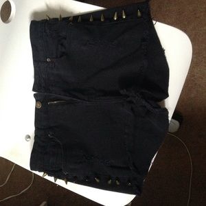 high waisted black denim shorts