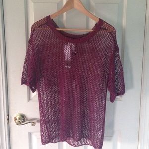 Kensie Mesh/Woven Top