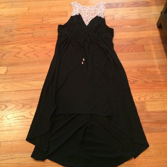 Black lace high low dress