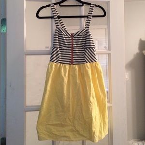 NWOT grey and white striped yellow sundress