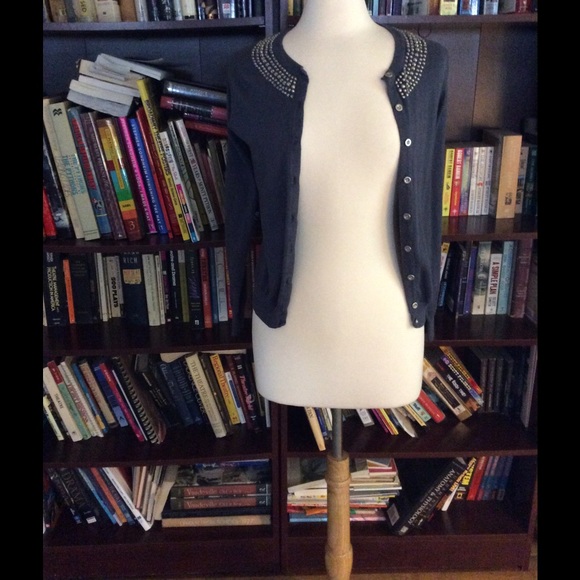 Navy blue metal Peter Pan collar cardigan