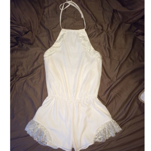 Guess white sheer and lace romper