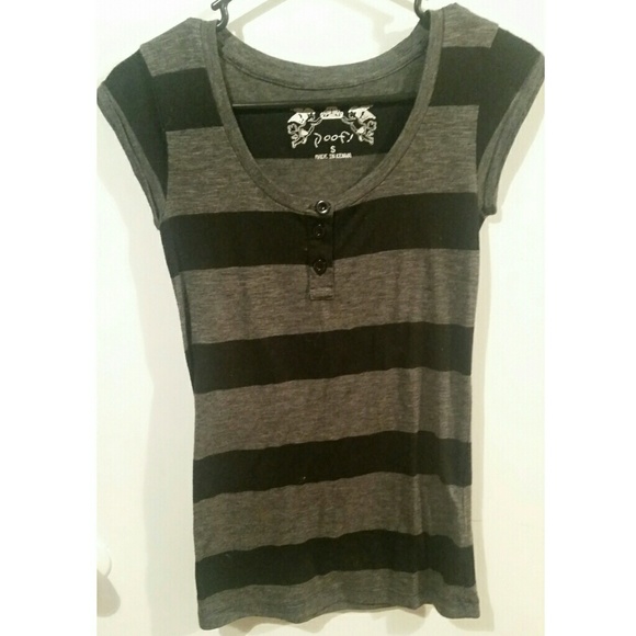 Black and Grey Striped Top