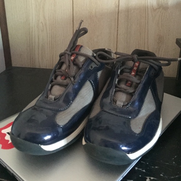 Navy Blue Prada Tennis Shoes 