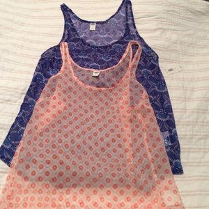 NWT Set of two sheer tank tops pink and blue